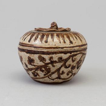 A Sawankhalok box with cover, 15th Century.