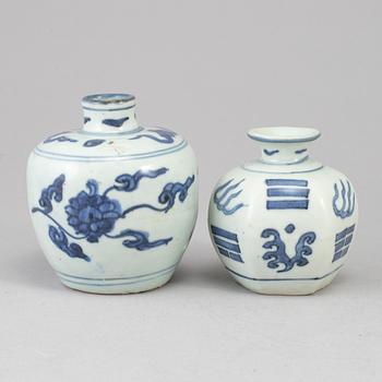 Two blue and white jars, Ming dynasty, (1368-1644).