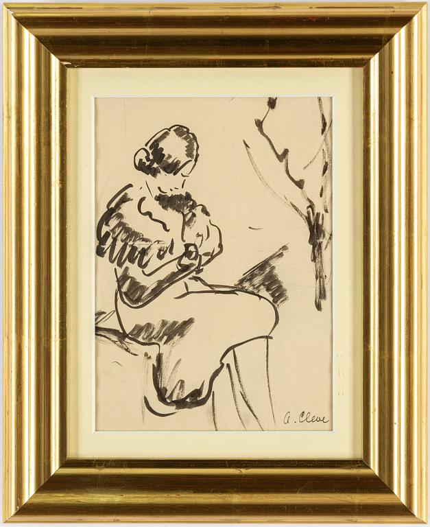 AGNES CLEVE, ink on paper. Signed.