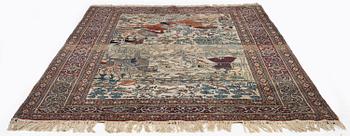 A pictoral Kashan 'Mohtasham' rug, central Persia (Iran), c. 218 x 141 cm.