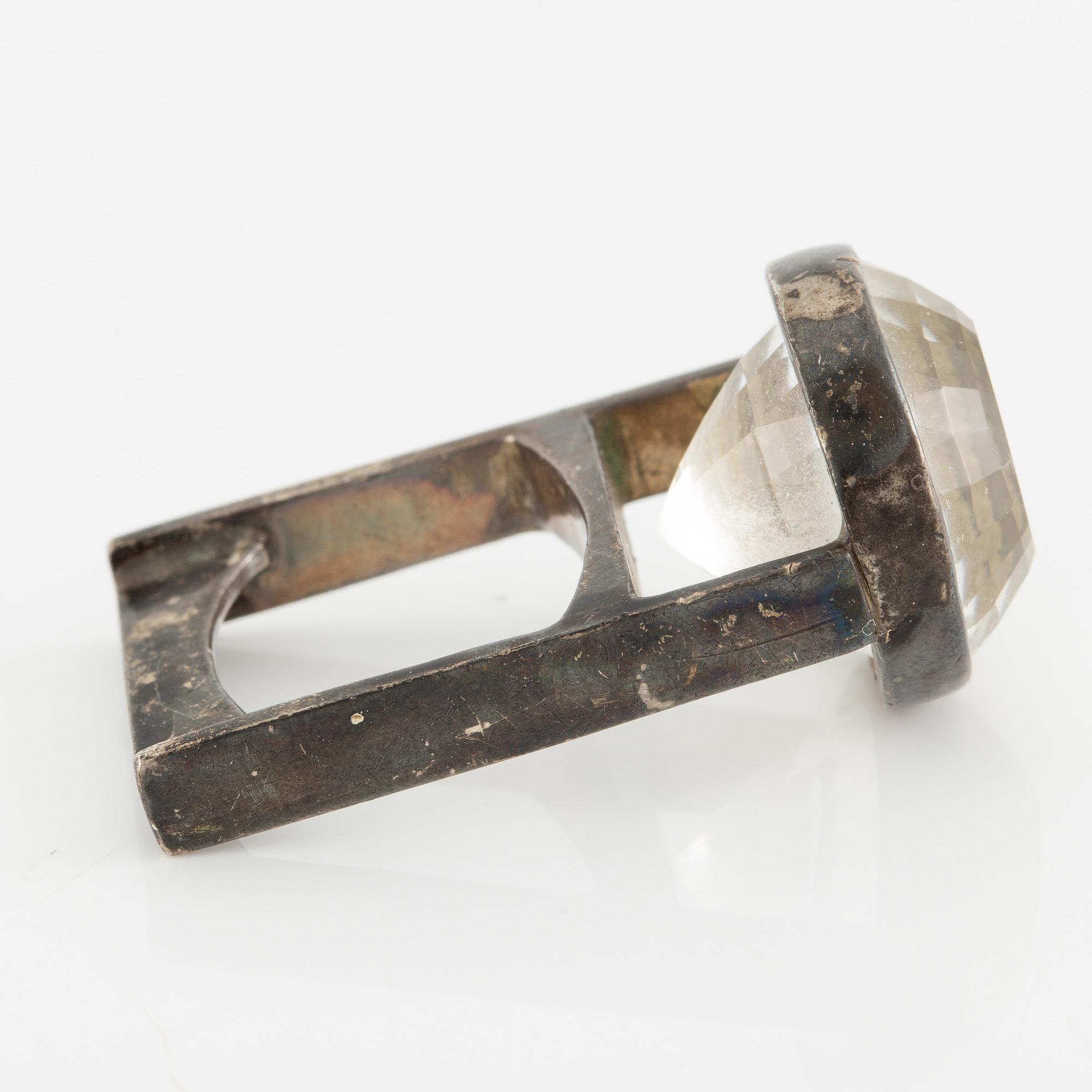 Ove Bohlin, ring, silver and rock crystal.