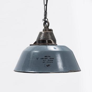 An industrial enamel celing light, second half of the 20th century.