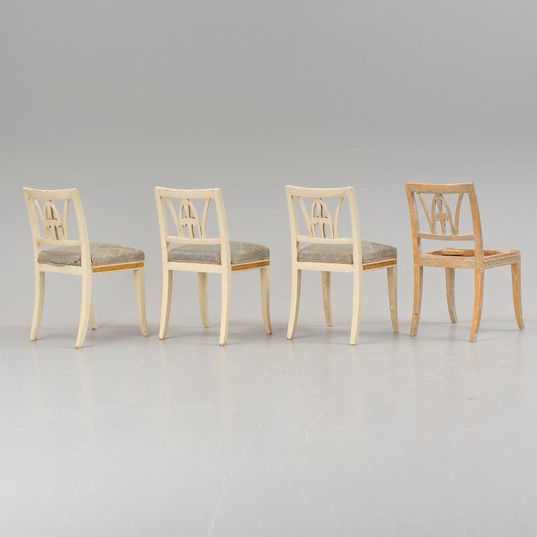 A set of four early 1800s chairs.