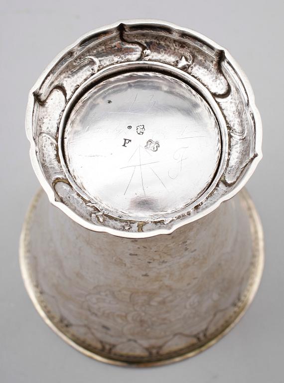 BÄGARE, silver, Lorens Stabeus, Stockholm 1764. Vikt ca 559 gram.