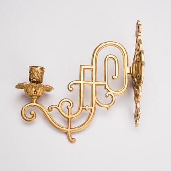 VÄGGLAMPETT,  förgylld brons, Ryssland 1800-talets senare hälft.