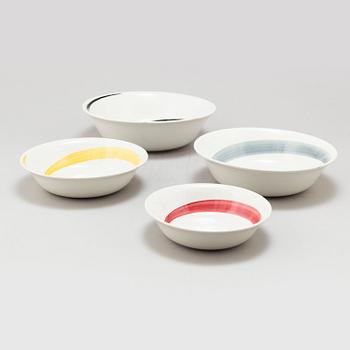 STIG LINDBERG, a set of 4 porcelain 'Cyklon' bowls, Gustavsberg 1950's.