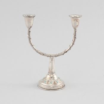 CHANUKKA MENORAH, silver, Israel, 1900-tal. Vikt ca 108 g.