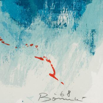 OLLE BONNIÉR, färglitografi. Sign och numr 3/40. Dat -68.