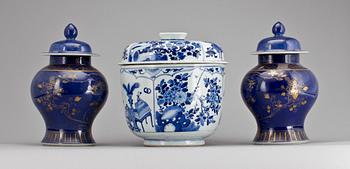 PARTI PORSLIN, 3 delar, Kina, 1600 resp 1800/1900-tal.