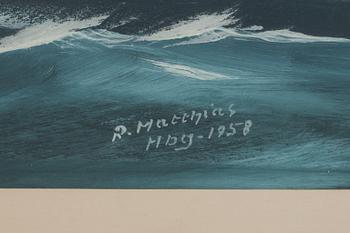 OKÄND KONSTNÄR, gouache, signerad R.Matthias och daterad- 1958.