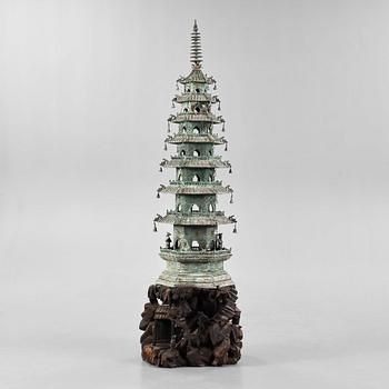 A large bronze pagoda, Qing dynasty (1644-1912).