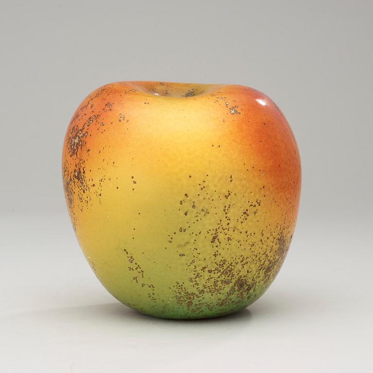 A Hans Hedberg faience sculpture of an apple, Biot, France.