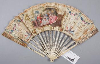 SOLFJÄDER, elfenben, siden, 1700-talets andra hälft.