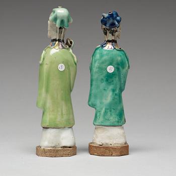 A group of eight famille rose figurines, Qing dynasty, 19th Century.