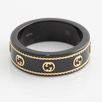 Gucci, ring, "Icon", black decor with gold ornamentation.