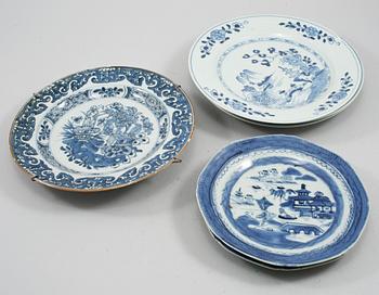PARTI PORSLIN, 9 delar, Kina, 1700- och 1800-tal.