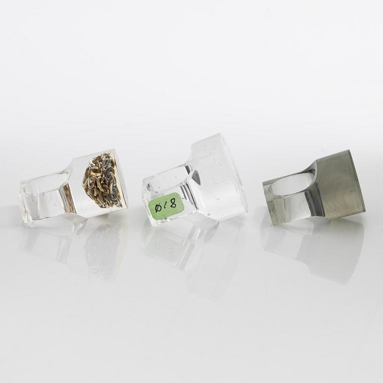 Siv Lagerström, three acrylic rings, 1970s.