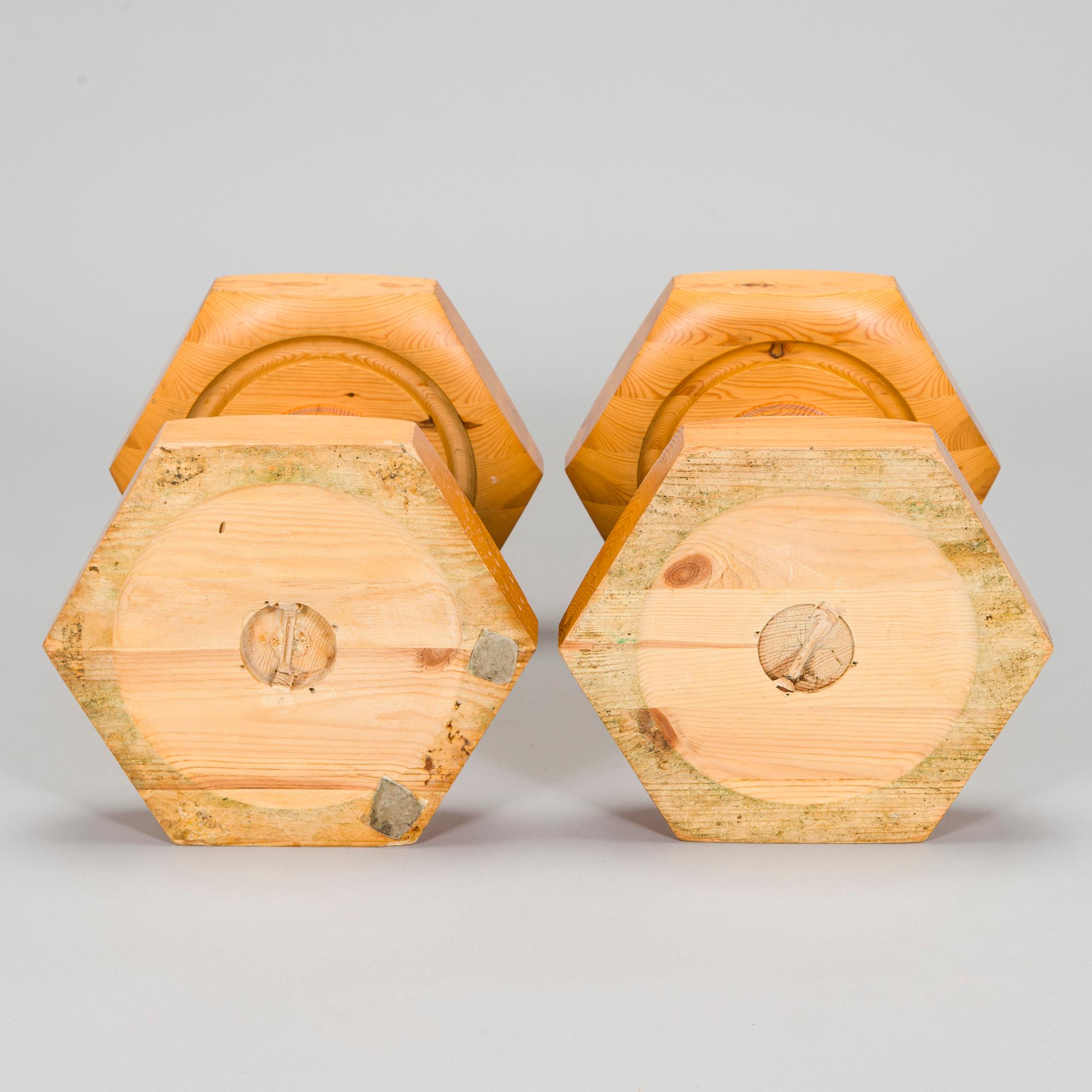 A set of two 1960/70s pine stools.