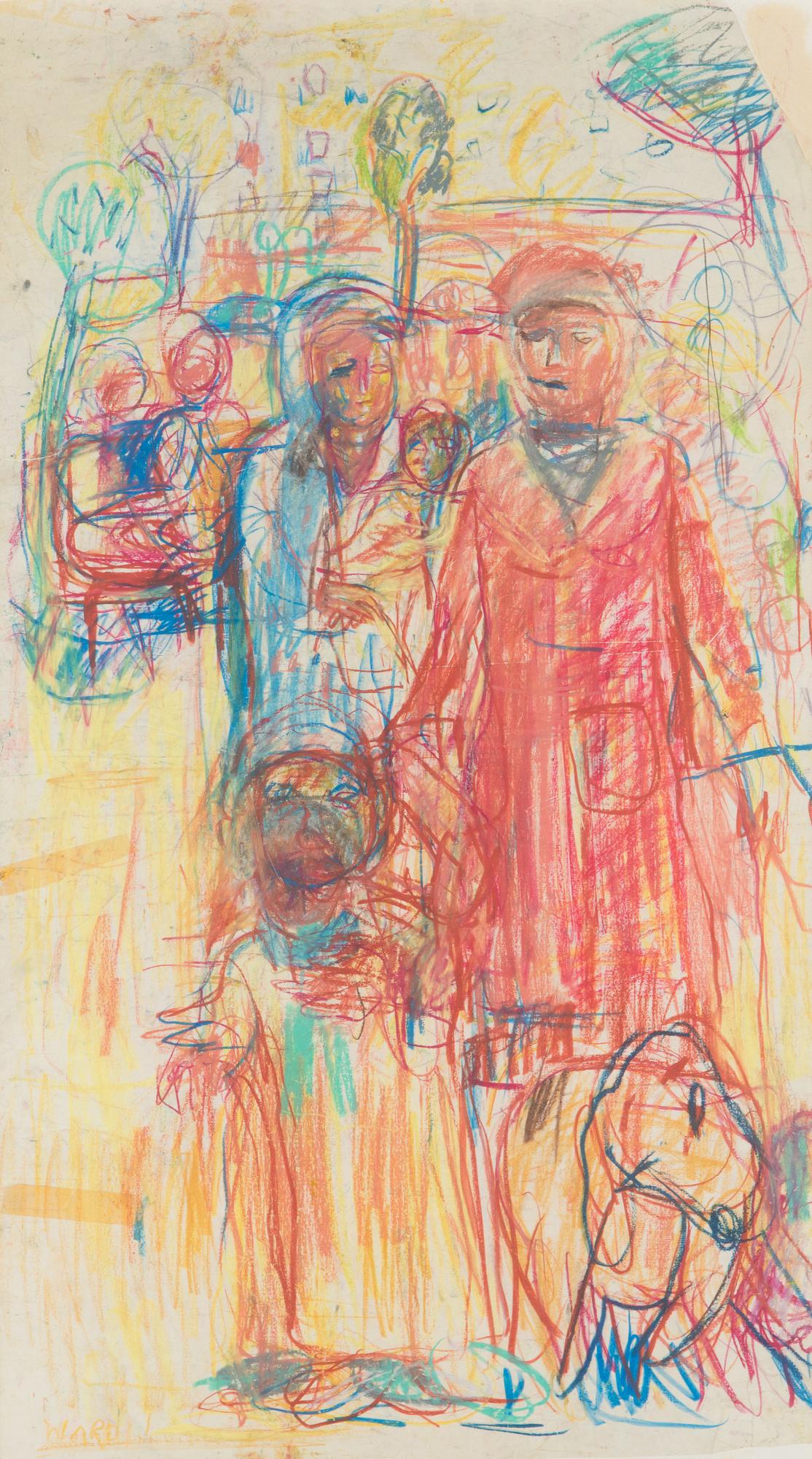 Rafael Wardi, pastel, signed.