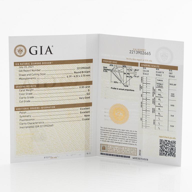 Örhängen med briljantslipade diamanter, medföljande GIA dossier.