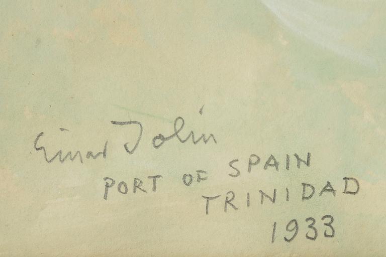 Einar Jolin, akvarell, signerad och daterad Port of Spain, Trinidad 1933.