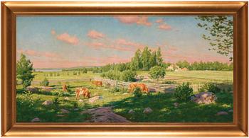 547. Johan Krouthén, Summer idyll with grazing cattle.