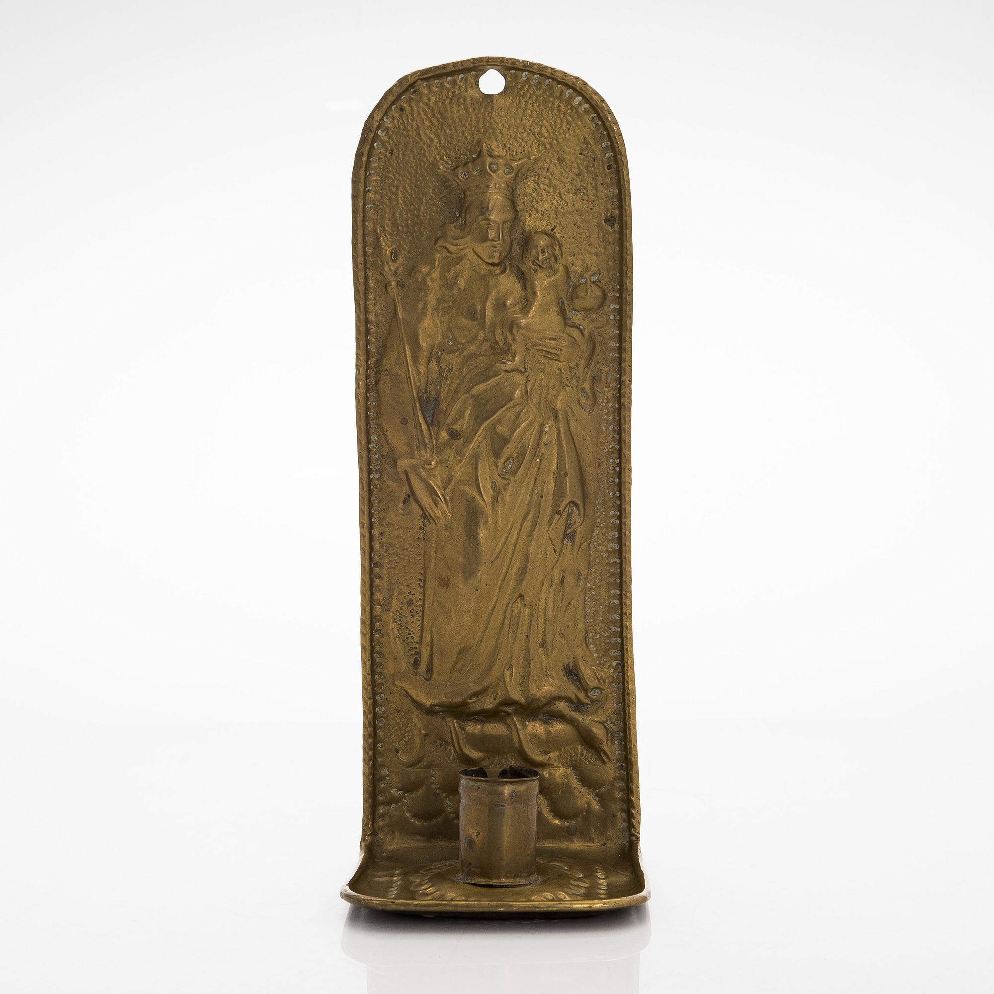 Aplique / Ljushållare / Ljuslampett, mässing, flamländsk, 1700/1800-tal.