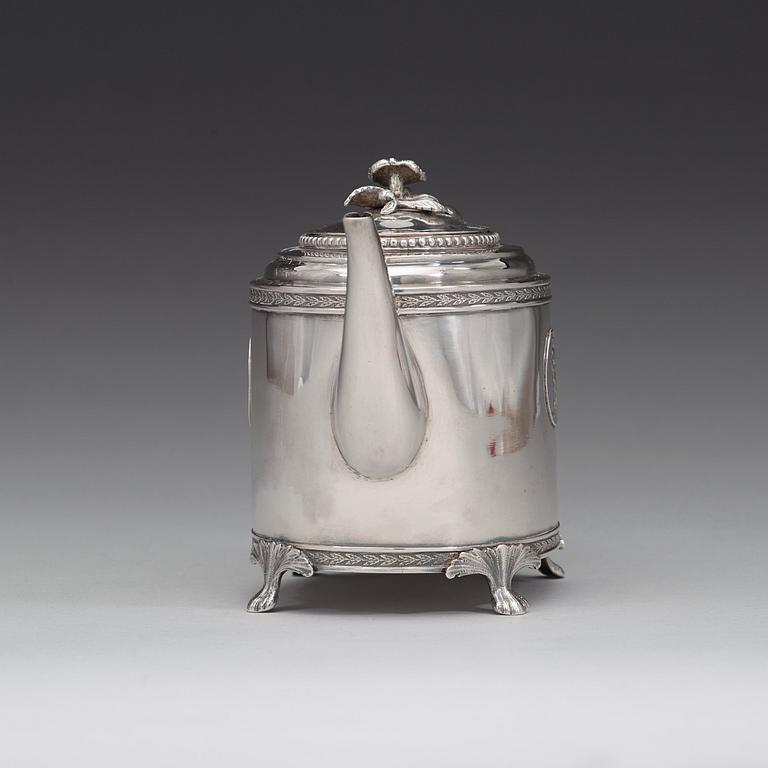 A Swedish 18th century silver tea-pot, marks of Johan Ekholm, Stockholm 1795.