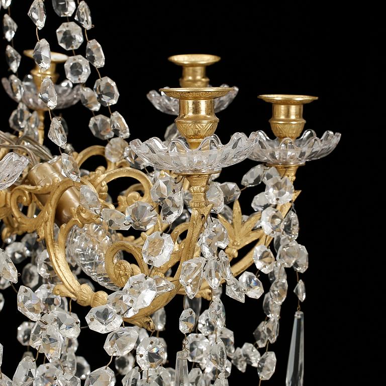 LJUSKRONA, mässing, Oscariansk, omkring sekelskiftet 1900. Höjd 105 cm.