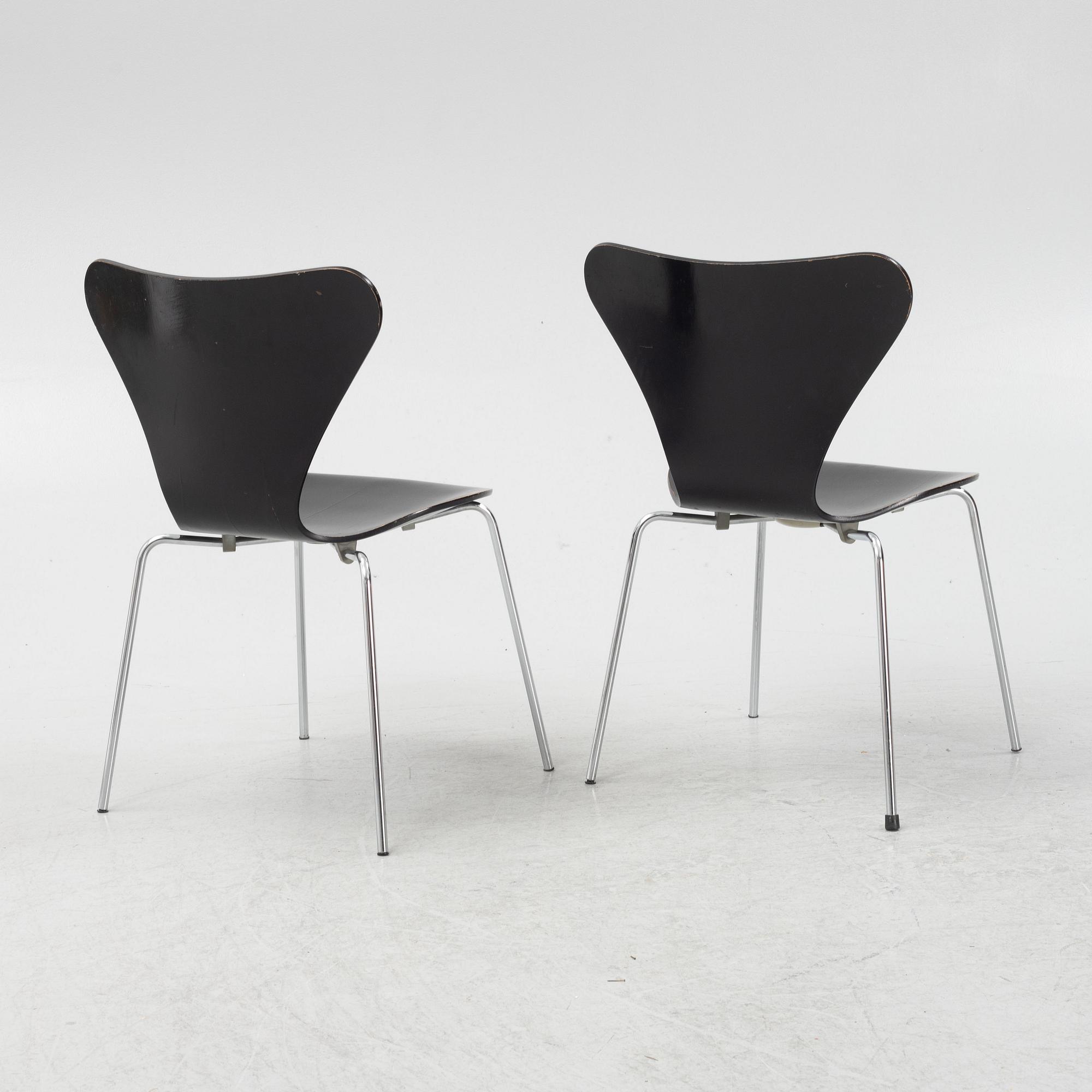 Arne Jacobsen, stolar sex st. "Sjuan", Fritz Hansen, Danmark, 1960- och 70-tal.