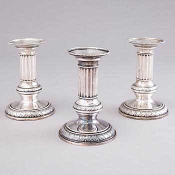 A set of three silver candlesticks, Kultateollisuus, Turku 1958 and 1968.