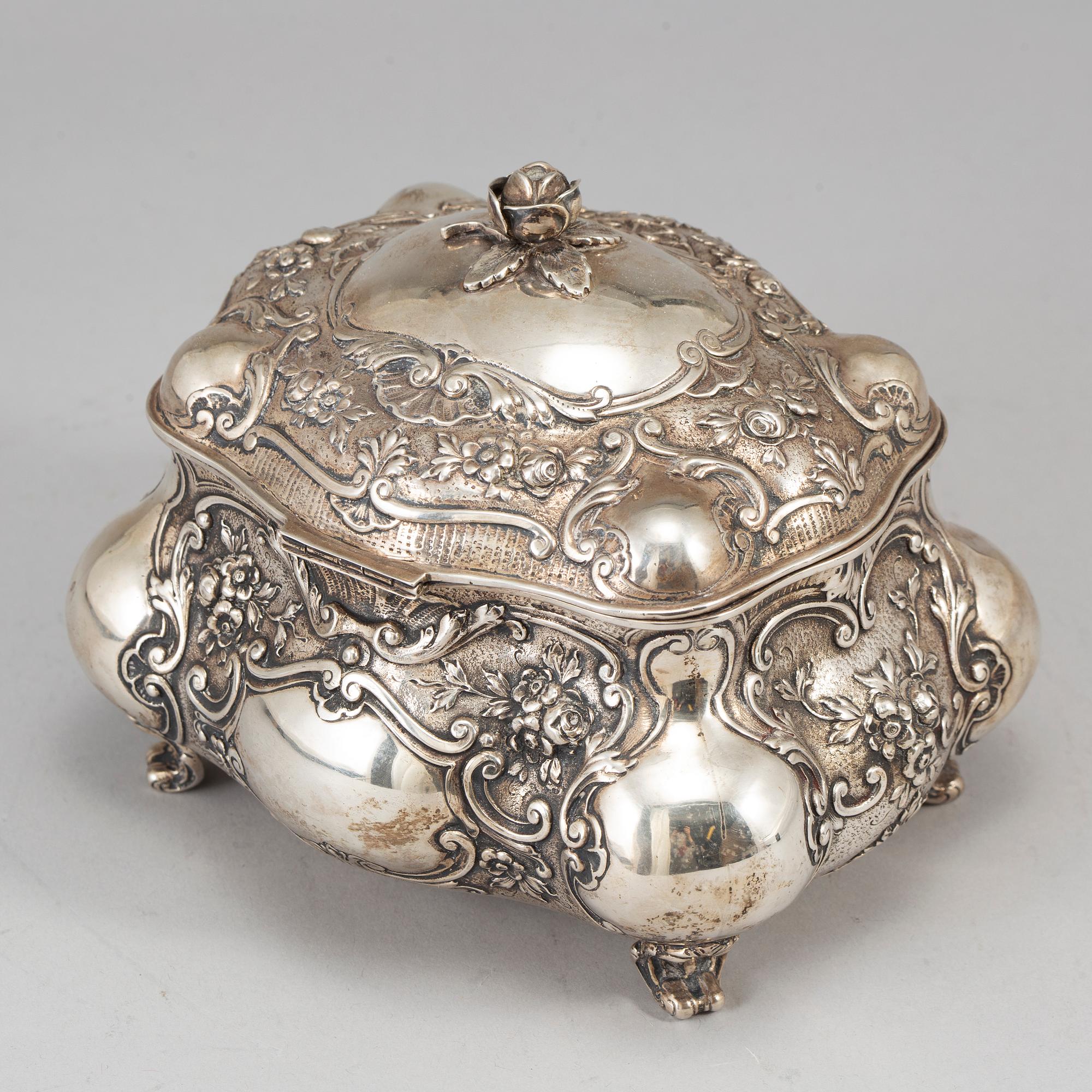 A German late 19th century silver sugar-box.