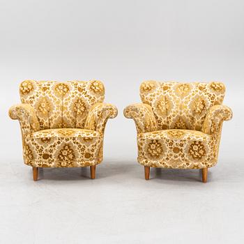 A pair of easy chairs, 1940's.