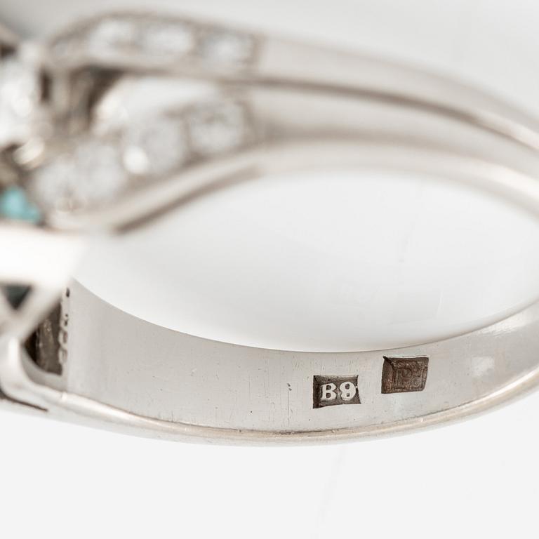 W.A. Bolin ring palladium med en zirkon och runda briljantslipade diamanter.
