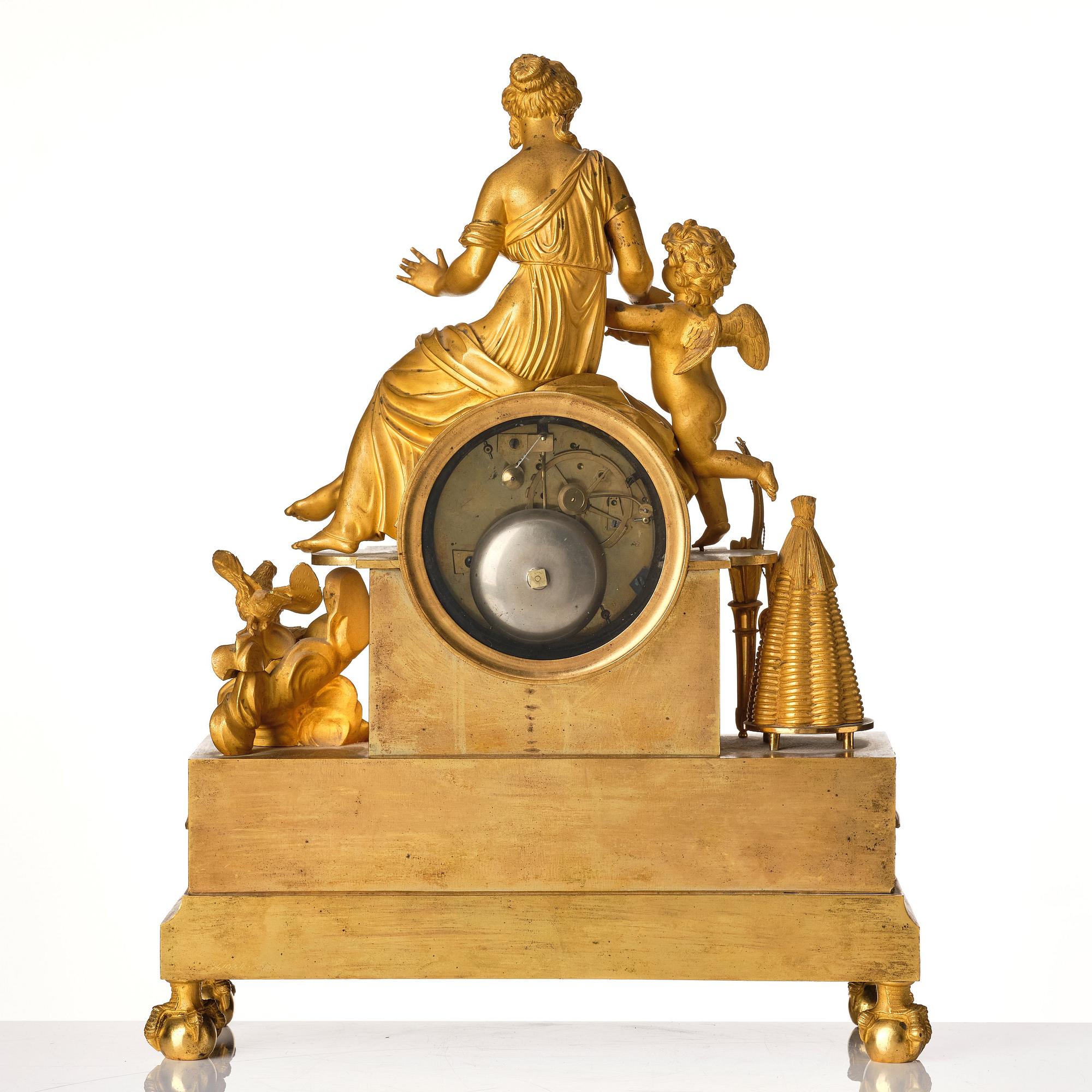 A French Empire mantel clock marked A. Lemoine Paris (1812-1822).