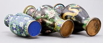 PARTI CLOISONNÉ, 6 st, orientaliskt, 1900-tal.