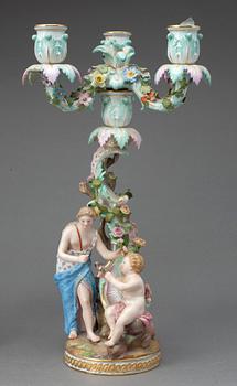 KANDELABRAR, två stycken, porslin, Meissen, sannolikt sent 1800-tal.