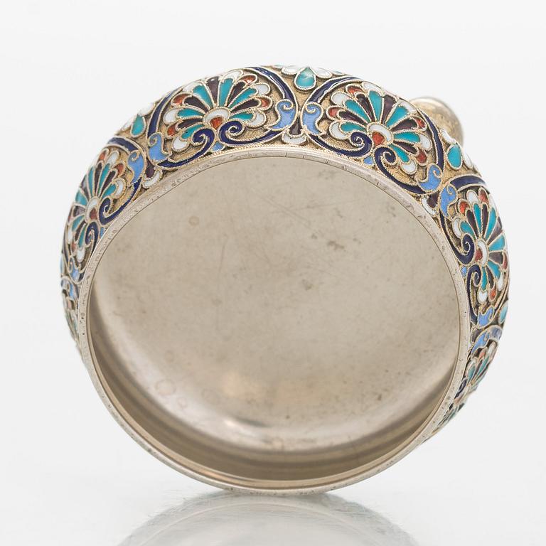 Semen Kazakov, saltkar, cloisonné-emalj och silver, delvis förgyllt, Moskva 1888.