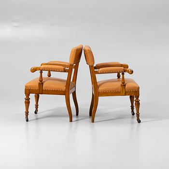 Armchairs, a pair, probably England, early 20th century.
