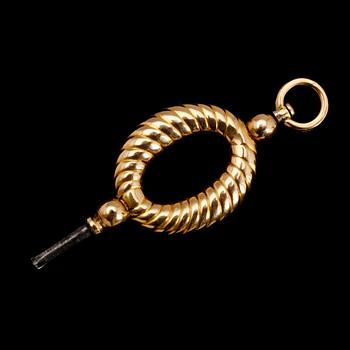 FICKURSNYCKEL, 18 k guld, Isaac Malmborg, Stockholm 1820. Total vikt ca 12 gram.