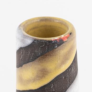 Ingrid Atterberg, vas och skål med lock "Spiral", lergods, Upsala Ekeby, 1950-tal.