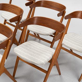 Edmund Jørgensen, six model 4527 chairs, Nakskov, Denmark, mid 20th century.
