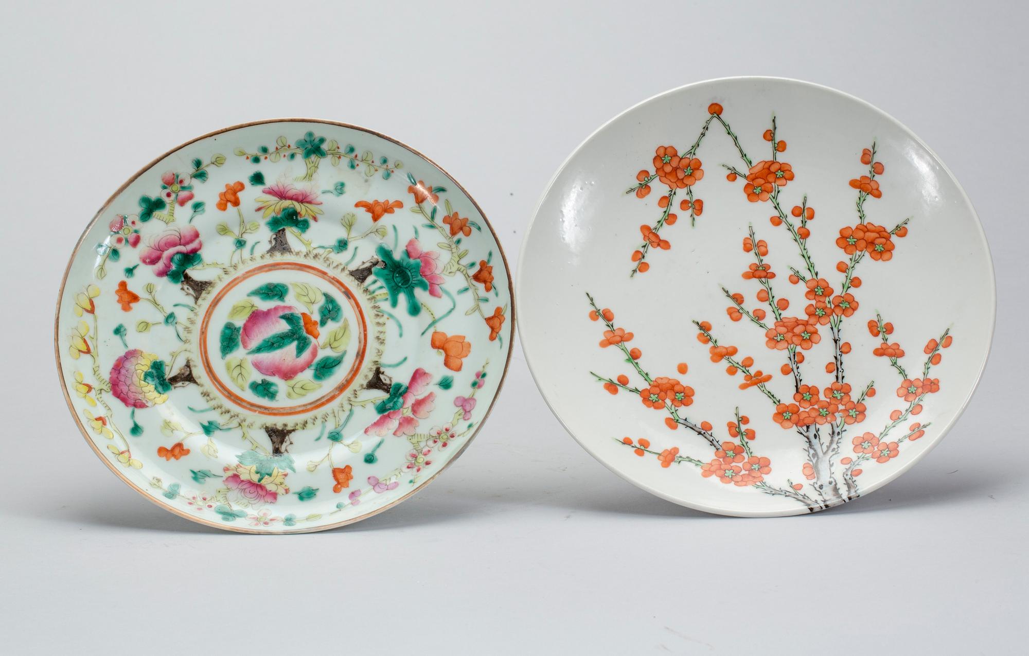 TAZZA, 2 st, porslin. Kina 1800/1900-tal.