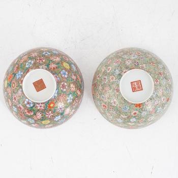 Two Chinese egg shell bowls, 20th Century.