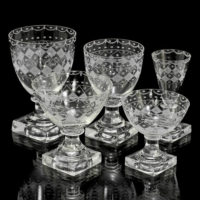 GLASSERVIS, 64 delar, glas, 1900-tal.