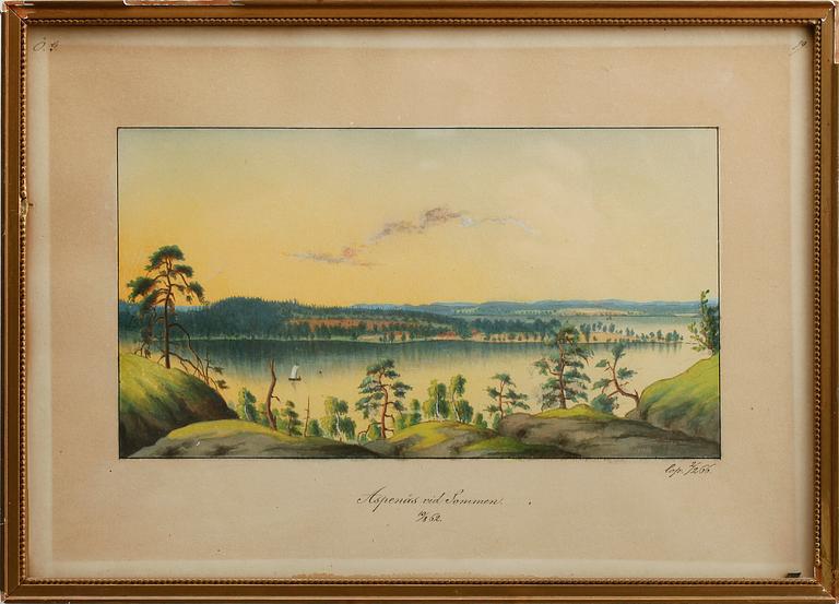 CARL EWALD LÖNNGREN, 7 st, akvareller, 1800-talets andra hälft.