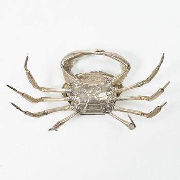 Saltkar/dosa, i form av krabba, silver, Spanien, 1900-tal.