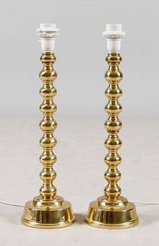 BORDSLAMPOR, 1 par, mässing, EAE no 417, 1900-talets mitt.