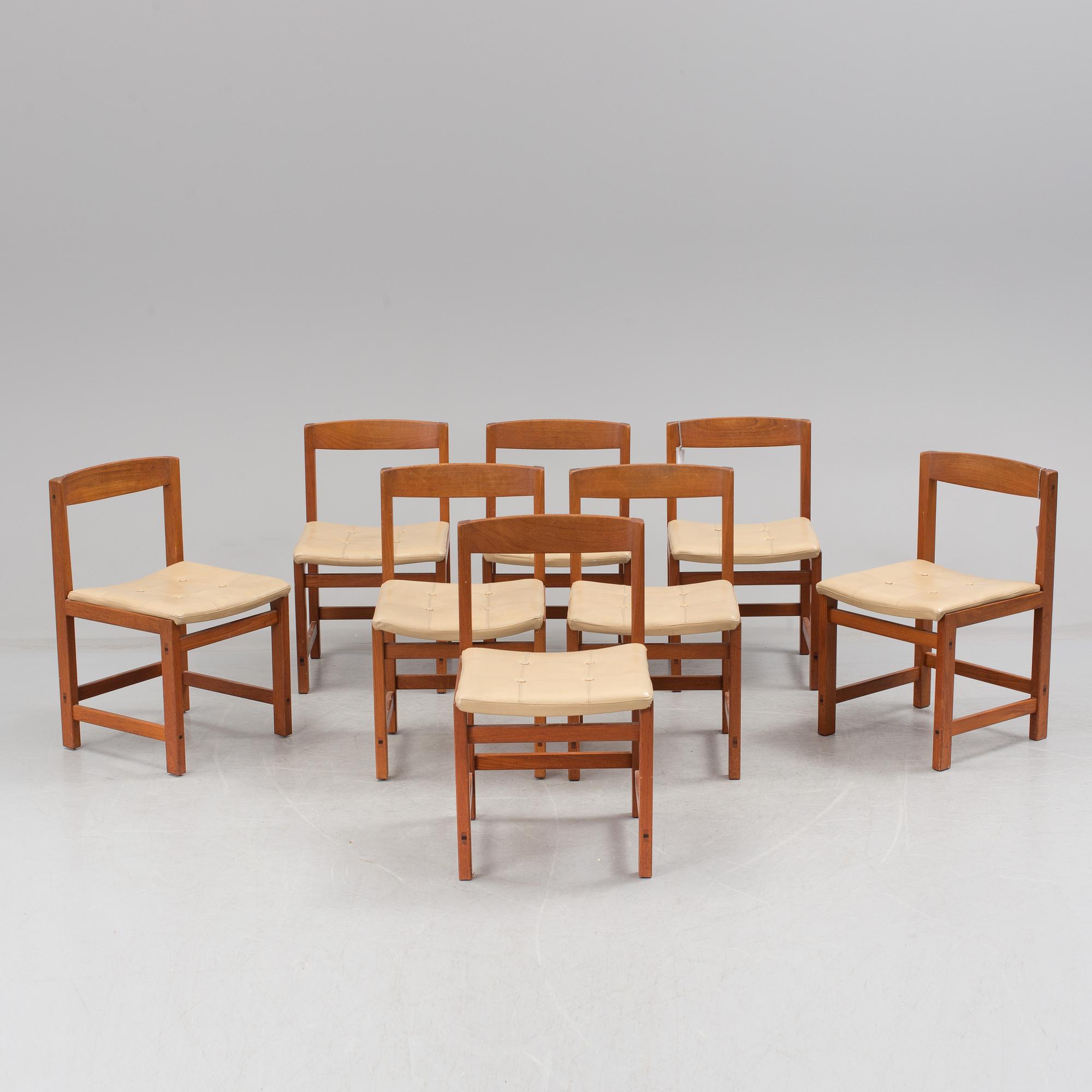 A set of eight 20th century chairs.