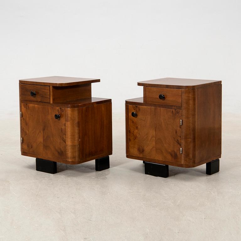 Bedside tables, a pair, Art Deco style, late 20th century.